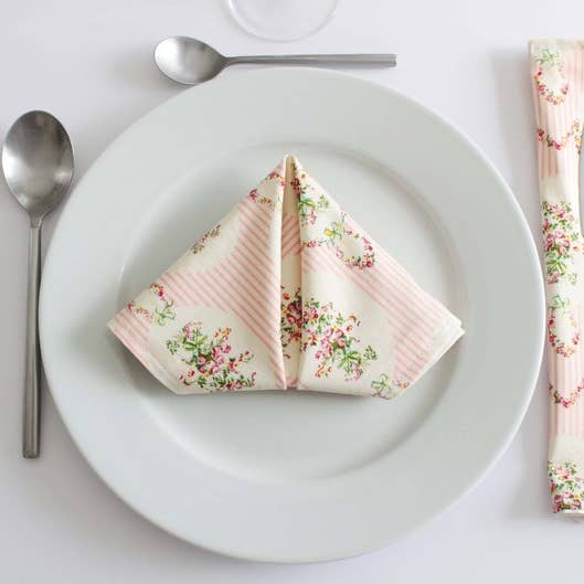 Set van 2 wasbare katoenen servetten - Geen afval - Gemaakt in Frankrijk voor wholesale door LesEntreChats