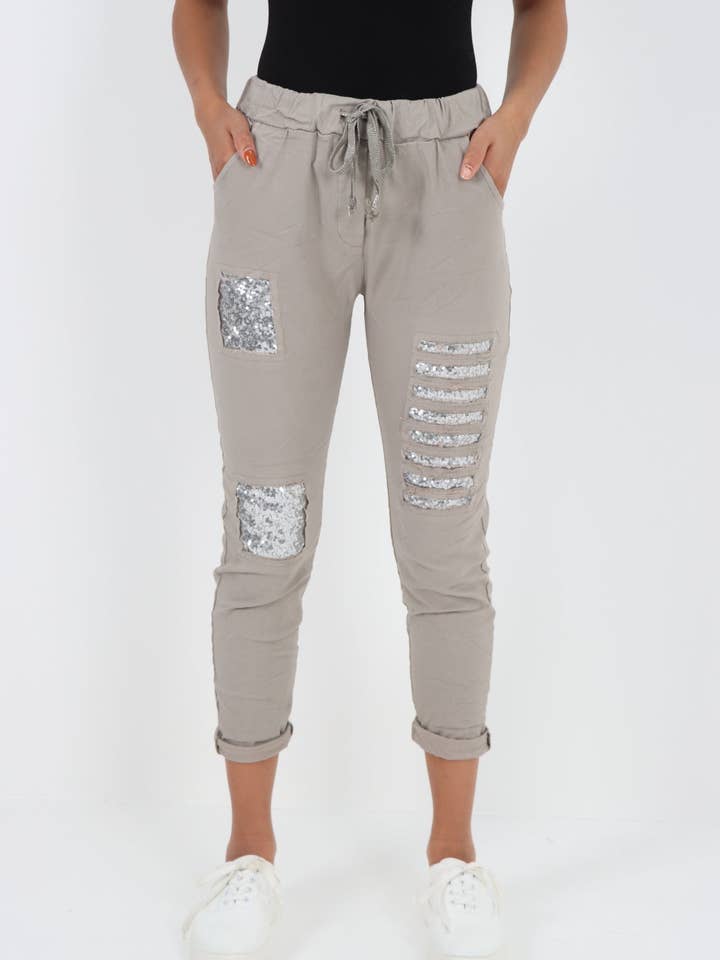 Miss Bold - Wholesale Pants - Women's - Italian Sequin Details Magic Trousers11