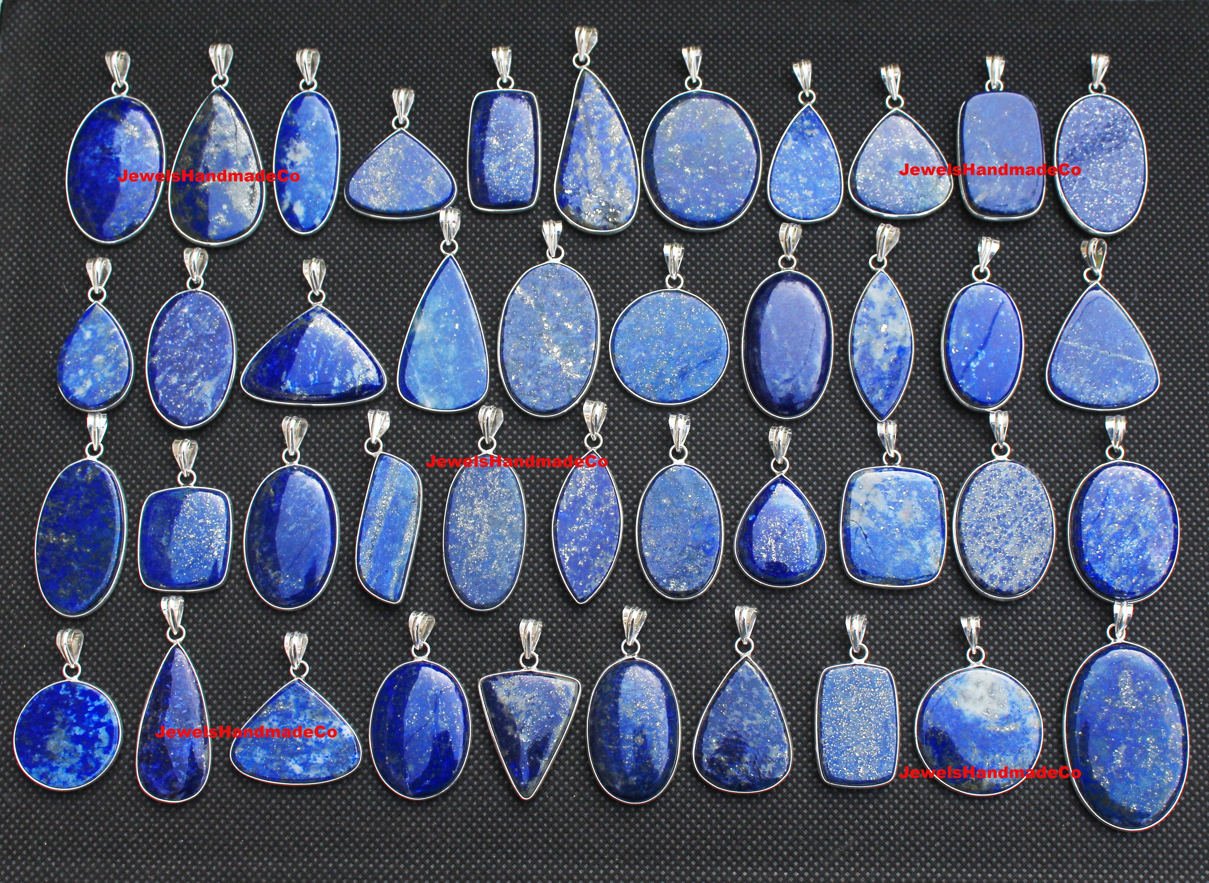 Handmade Jewels - Wholesale Individual Charm/Pendant - Lapis Lazuli Minimalist Pendants -  Handmade, Silver-Plated, Wholesale16