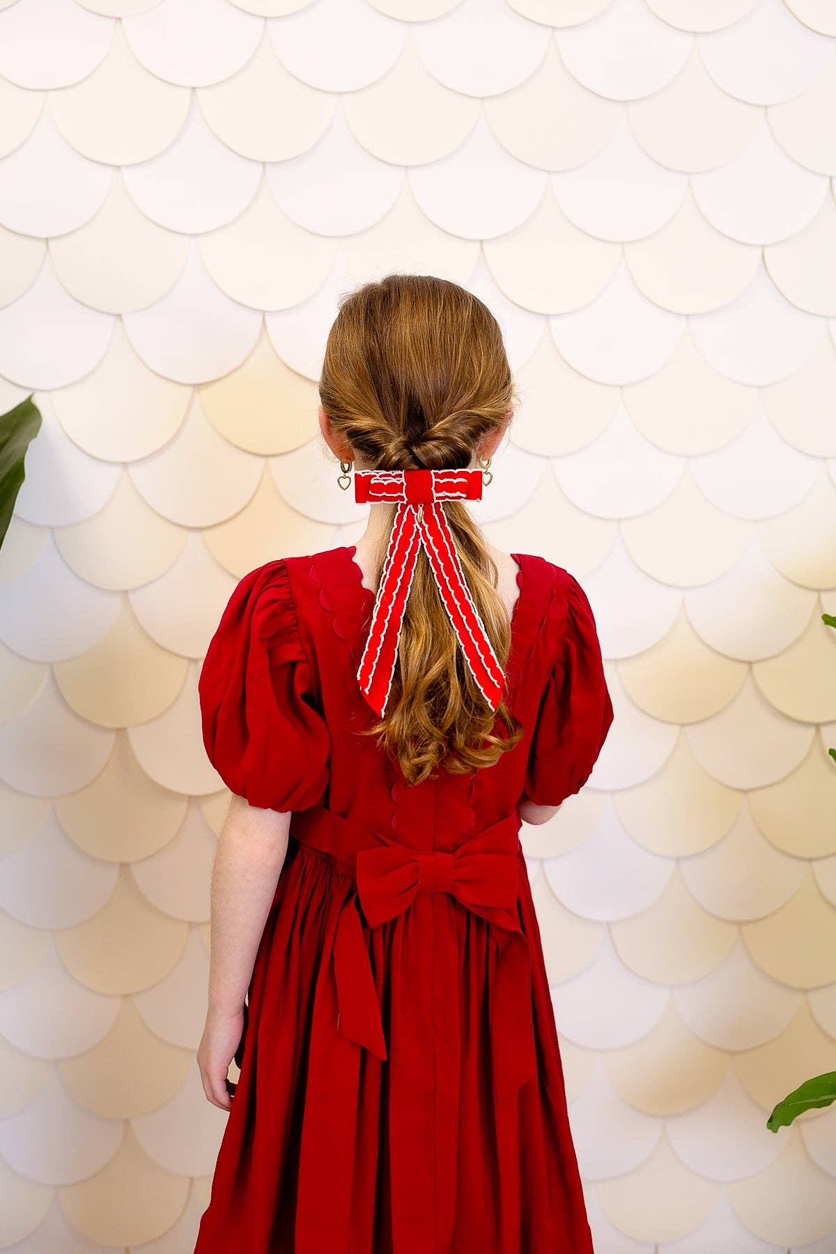 Project 6 NY Kids - Wholesale Hair Bow - Kids - Rebecca Moonstitch Clip - Red1