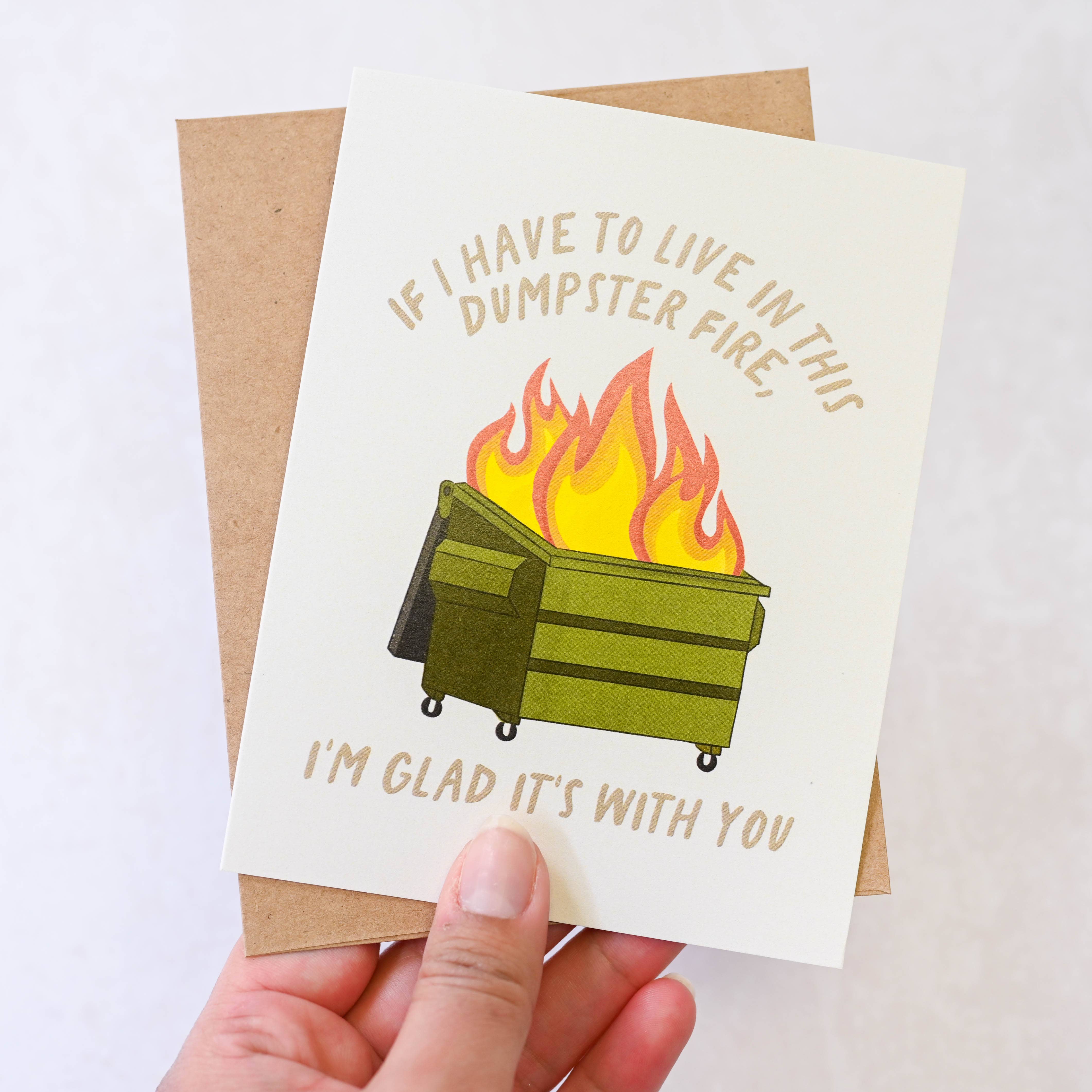 Simple Whimsy - Wholesale Friendship Card - Dumpster Fire, Glad It's With You - Dark Humour Card1
