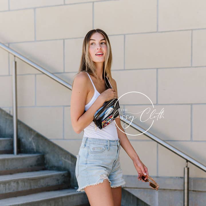 The Classy Cloth WS - Wholesale Belt Bag - Women's - Stadium Clear Belt Bag - Black RTS7