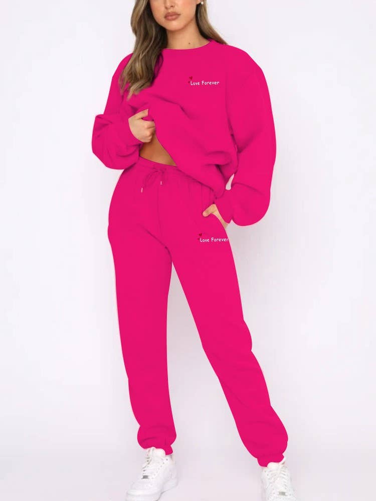 Rosa Clothing - Wholesale Top & Pant Set (NOT Loungewear) - Women's - Hearts Leisure Letter Print Long SleeveSweatshirt Set5