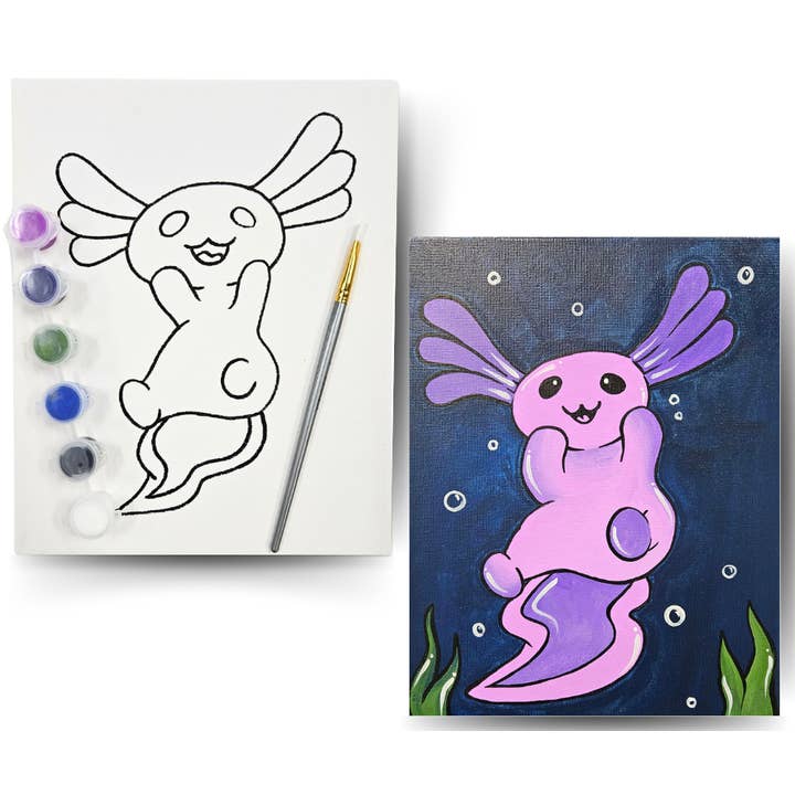 Axolotl - DIY Canvas Paint Kit - Includes Paint & Brush for wholesale by Painted Grape