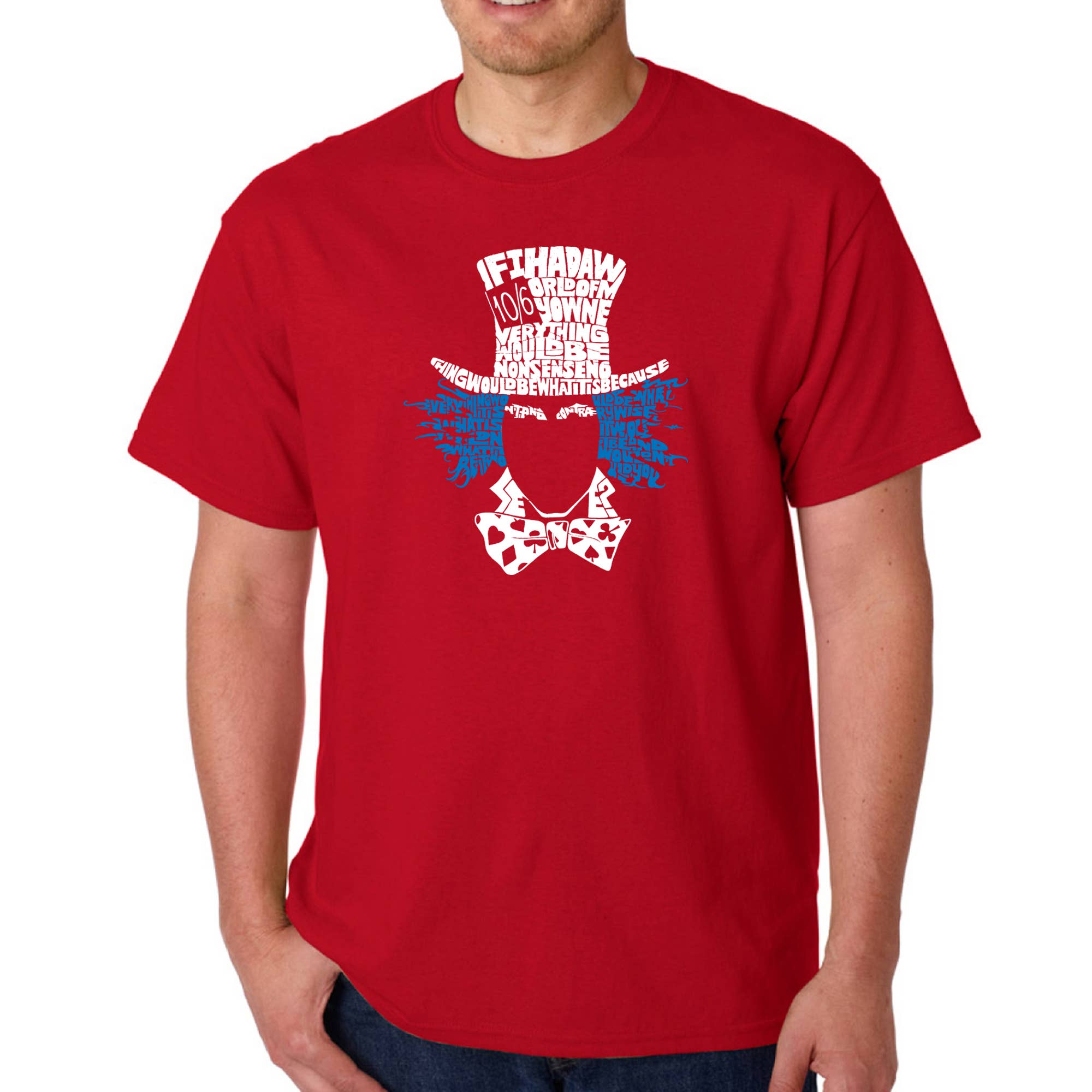 LA Pop Art - Wholesale Screen Printed T-Shirt - Men's - LA Pop Art Men's Word Art T-shirt - The Mad Hatter7