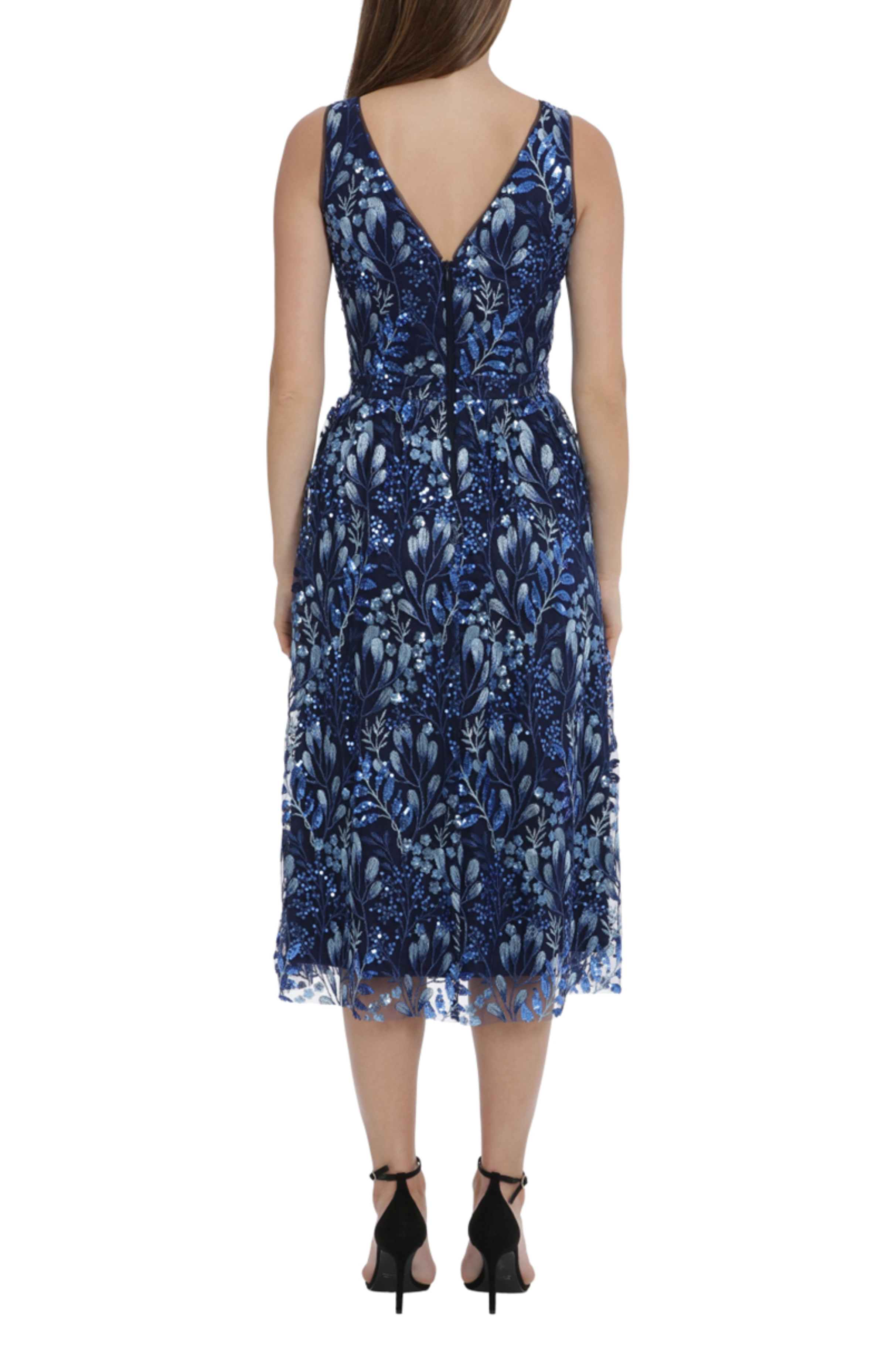 BLUE MULTI Maggy London Embroidered Sequin Floral Dress for wholesale on Faire1