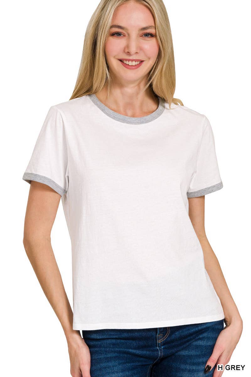 Vanilla Monkey - Wholesale Knit Top - Women's - Contrast Binding Short Sleeve Tee Shirts2