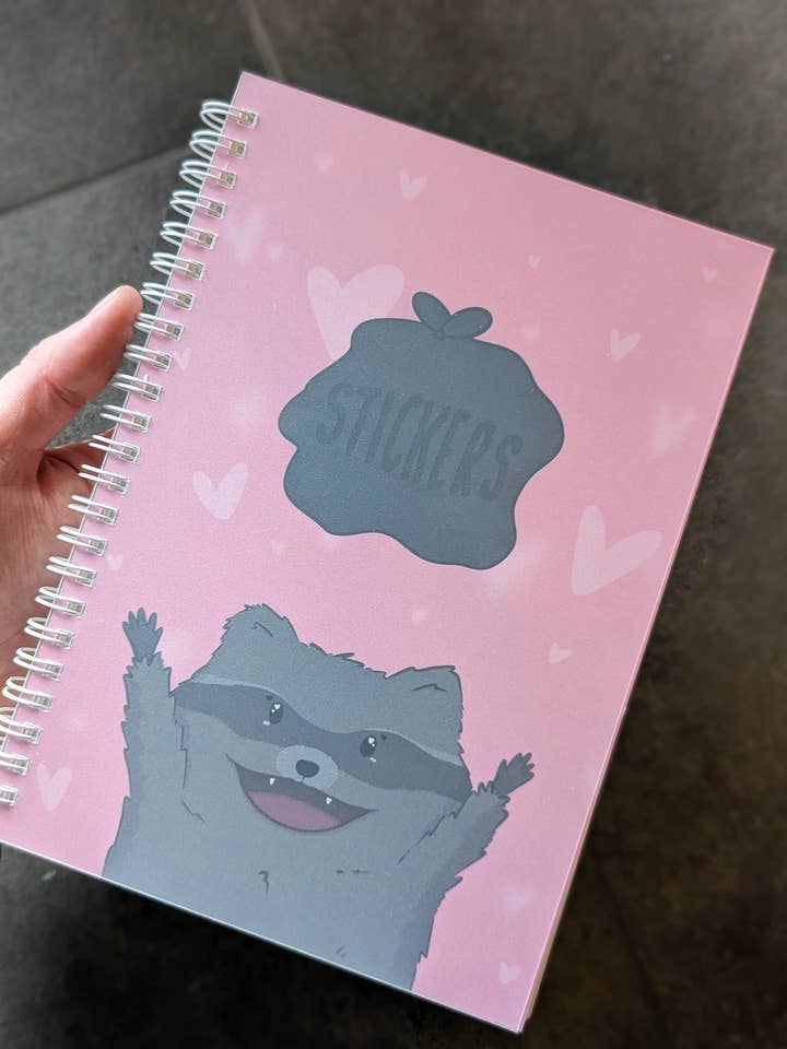 Raccoon Reusable Sticker Book for wholesale by Toasty Teacup