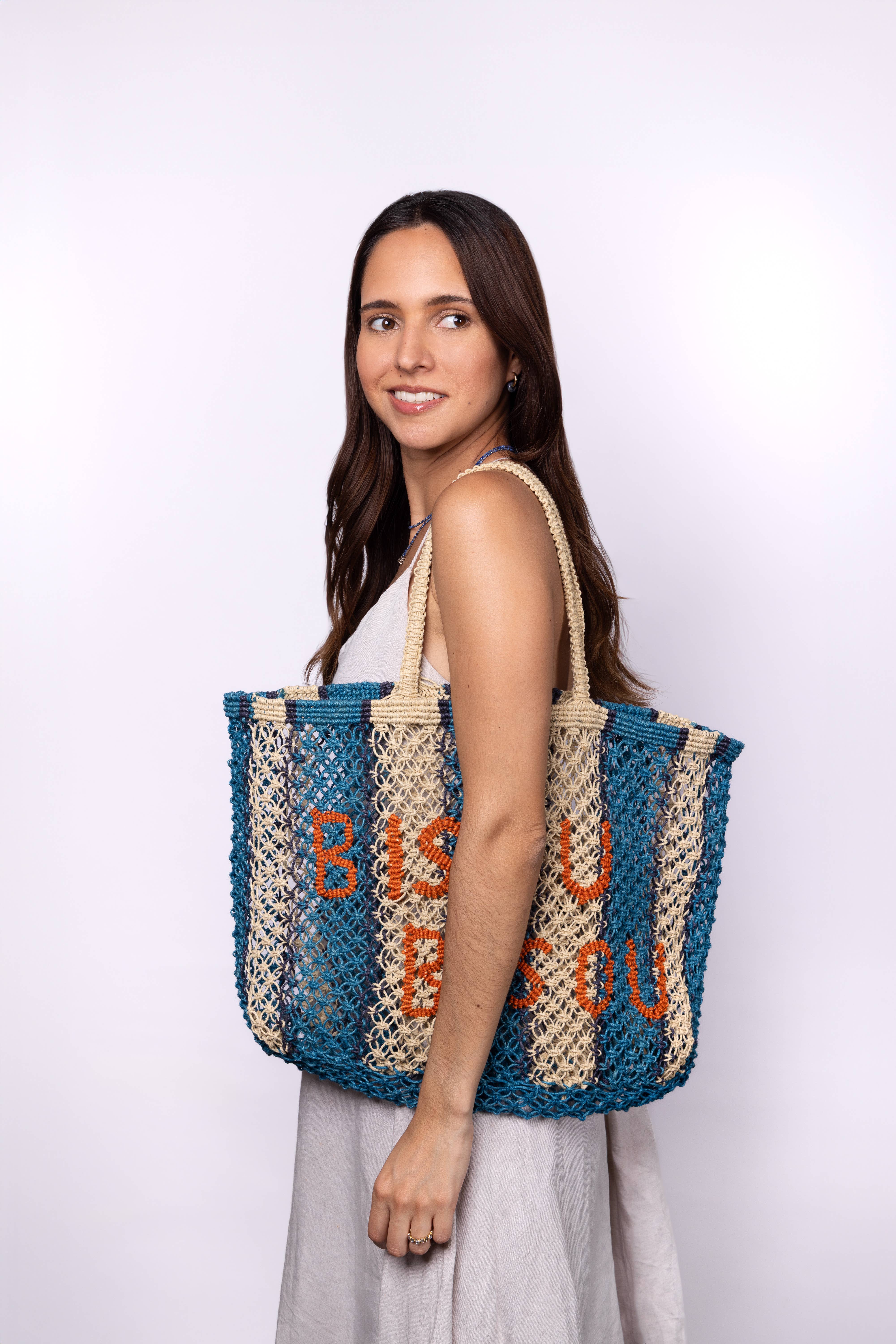 Tin Marin - Wholesale Tote bag – Women's - Bisou Bisou Woven Jute Tote2
