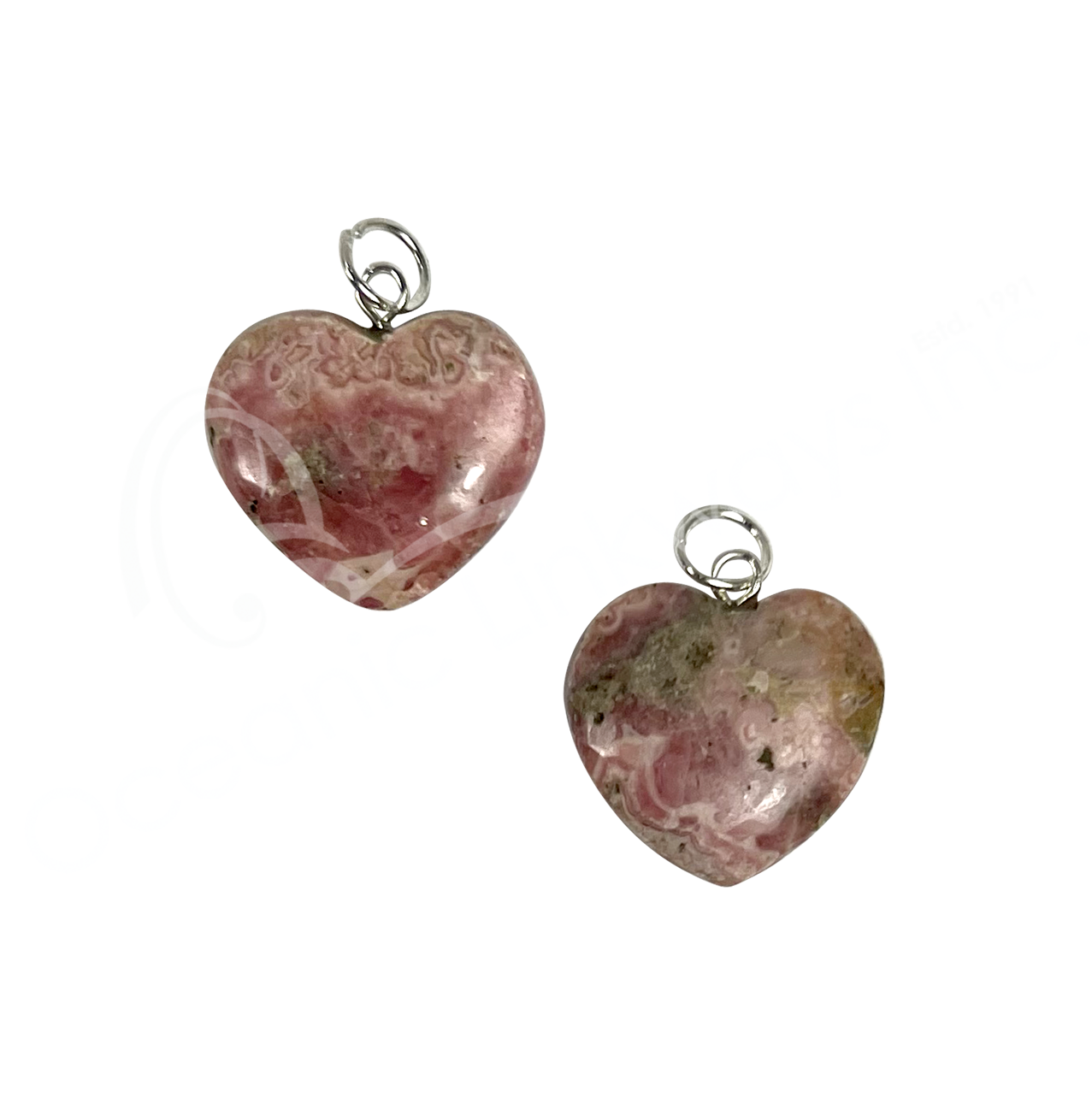 Oceanic Linkways Inc - Wholesale Spiritual Stone/Crystal - (PK 3)PENDANT - HEART RHODOCHROSITE (PK 3) 0.75-1"1