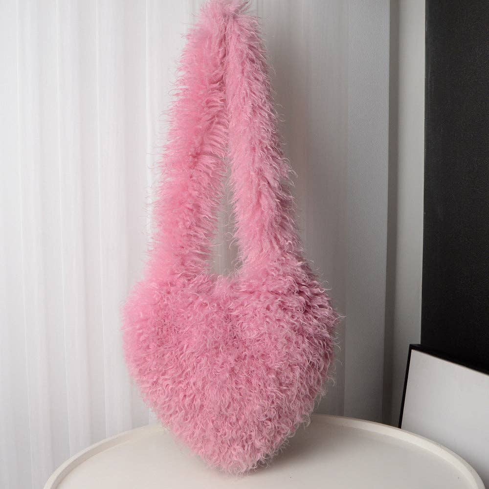 Sweetkama - Wholesale Crossbody Bag - Women's - Ladies Y2K Heart-Shaped Plush Bag SKAB409113