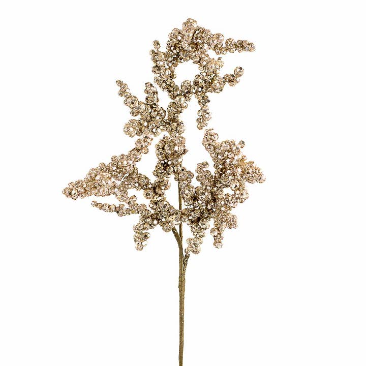 The Royal Standard - Wholesale Artificial Flowers - Winterberry Glitter Pick Light Champagne 19.5"