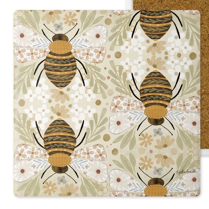 Bumble Coaster for wholesale by True and Lovely (formerly polka dot mitten)