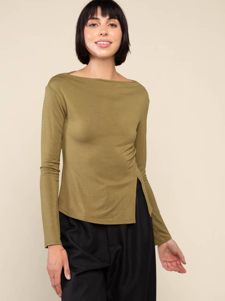 NLT – Großhandel Strickoberteil – Damen – Salem Langarmshirt mit U-Boot-Ausschnitt aus Bamboo Siro Basic2