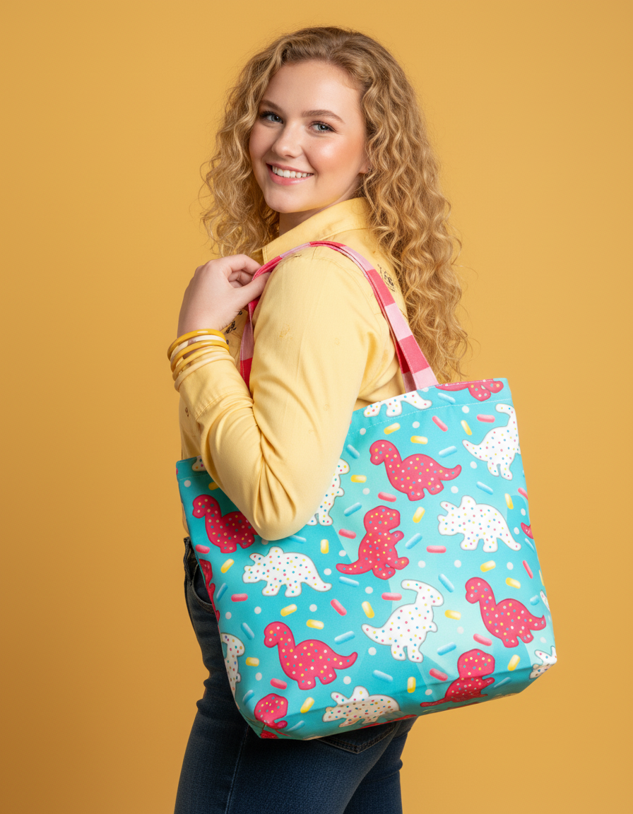 LuxCups Creative - Wholesale Tote Bag - Women's - Dino Cookie Tote Bag1