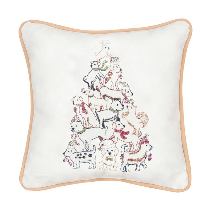 Christmas Puppy Tree Throw Pillow for wholesale by C&F Home