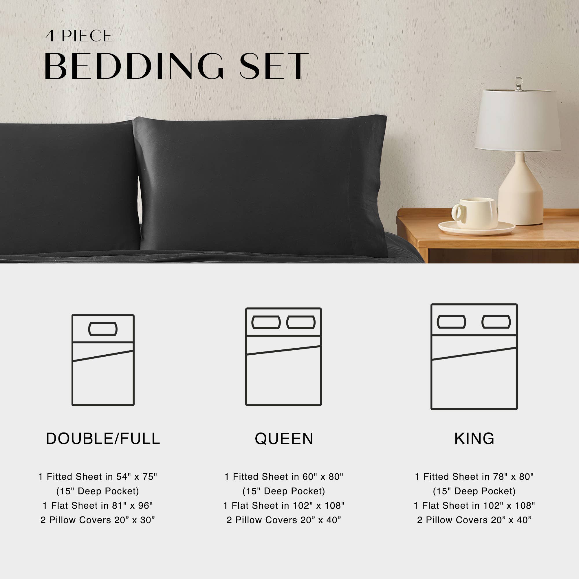 LivingTaste Home Inc - Wholesale Sheet Set - Tencel Bed Sheet 4-Piece Set9