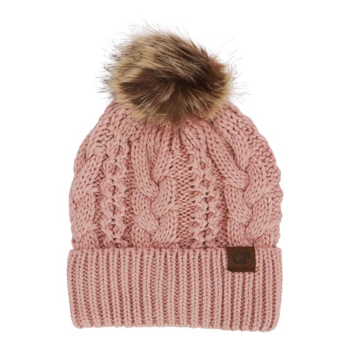 SORTIERT Spiralkabel Gestrickte Zottelige Kunstpelz-Bommelmütze für den Großhandel auf Faire12