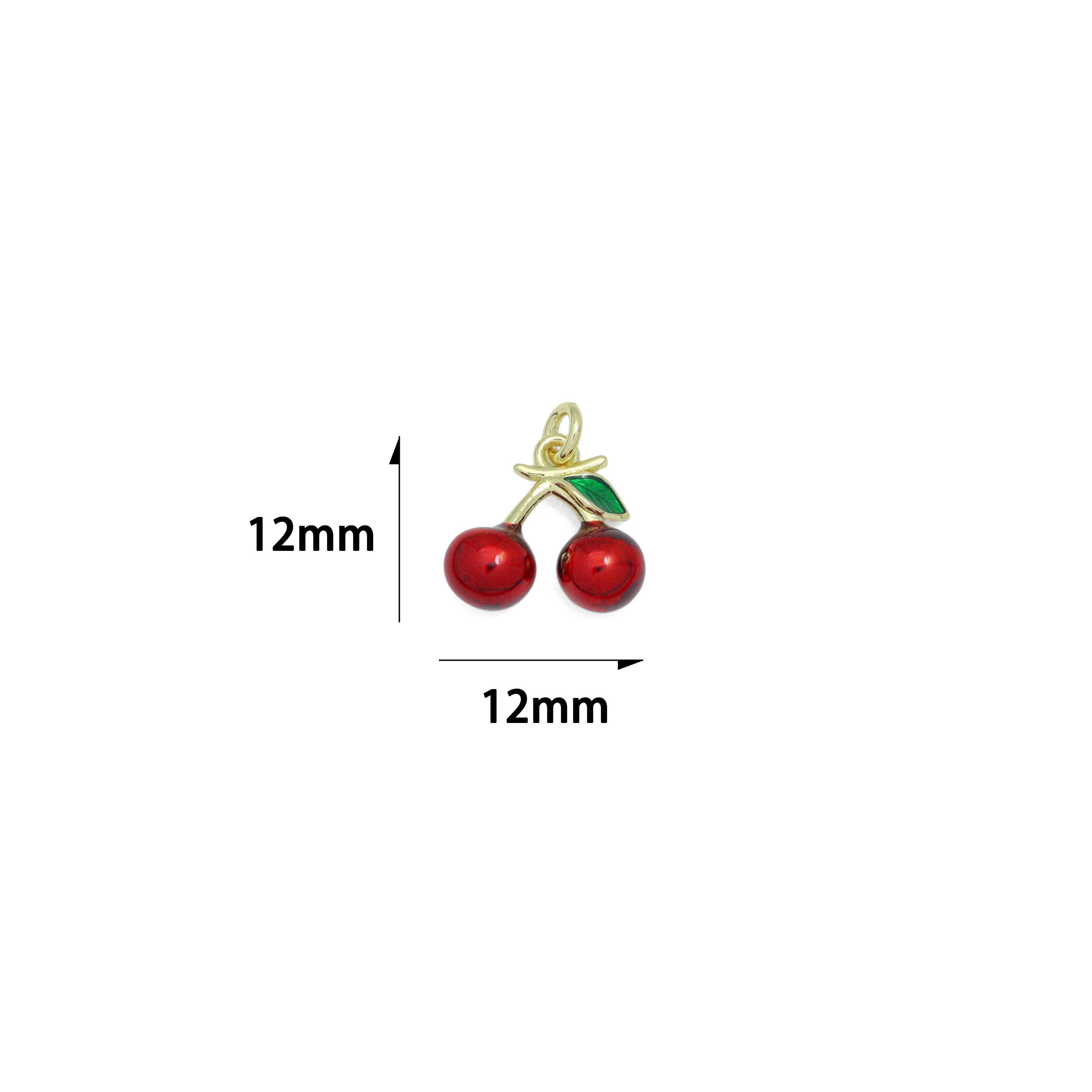 BestBeads&Beyond - Wholesale Individual Charm/Pendant - Enamel Cherry Charm, Sku#Y5775