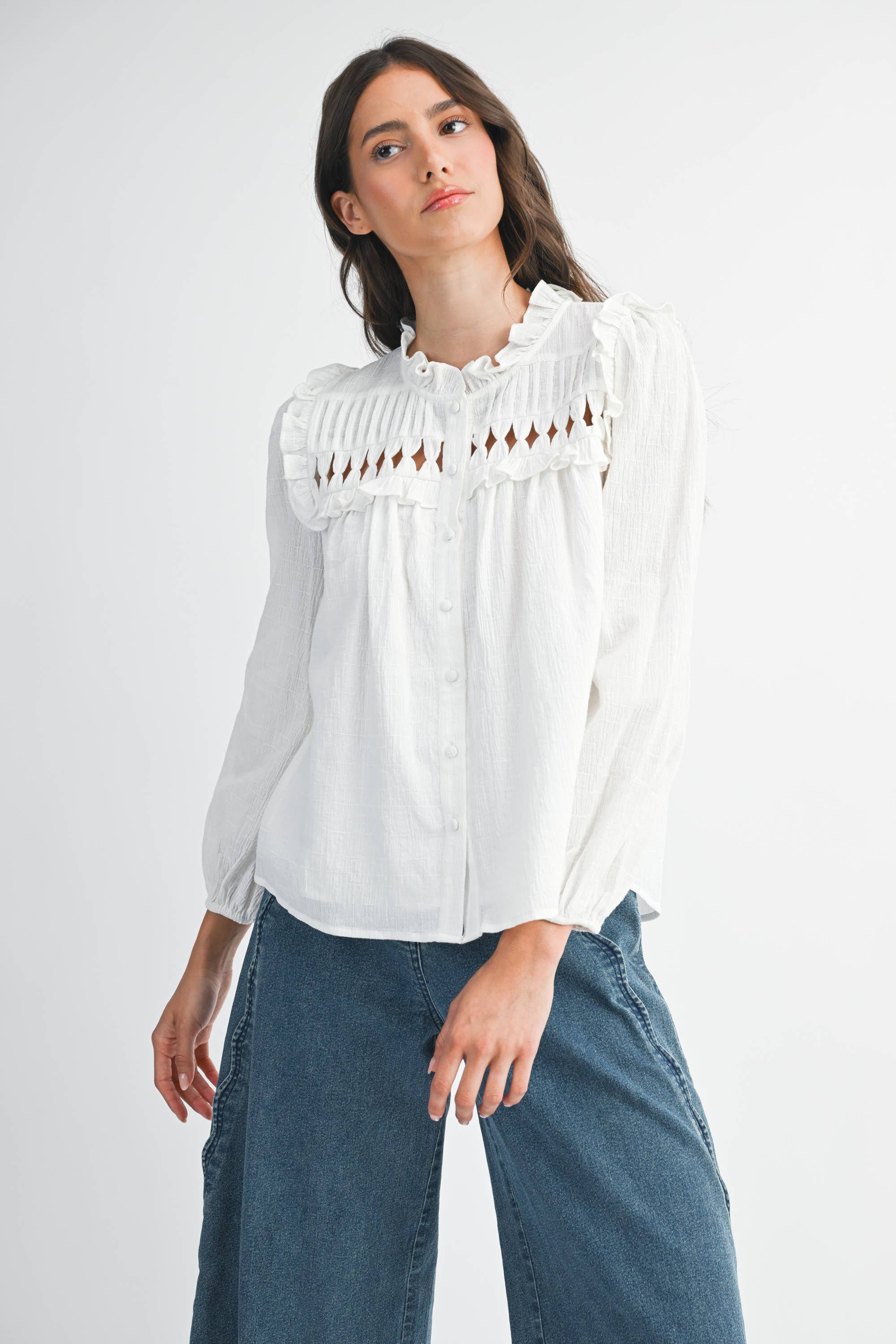 Camellia - Vente Chemisier – femme - BLOUSE AVEC DÉTAILS VOLANTÉS9