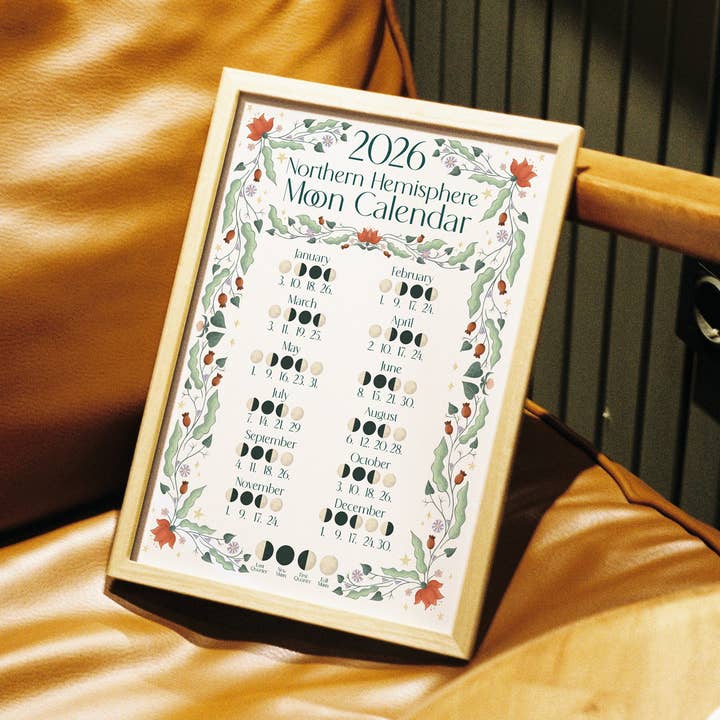 MellowApricotStudio - Wholesale Calendar - 2026 Moon Calendar - A4 Print - Northern Hemisphere4