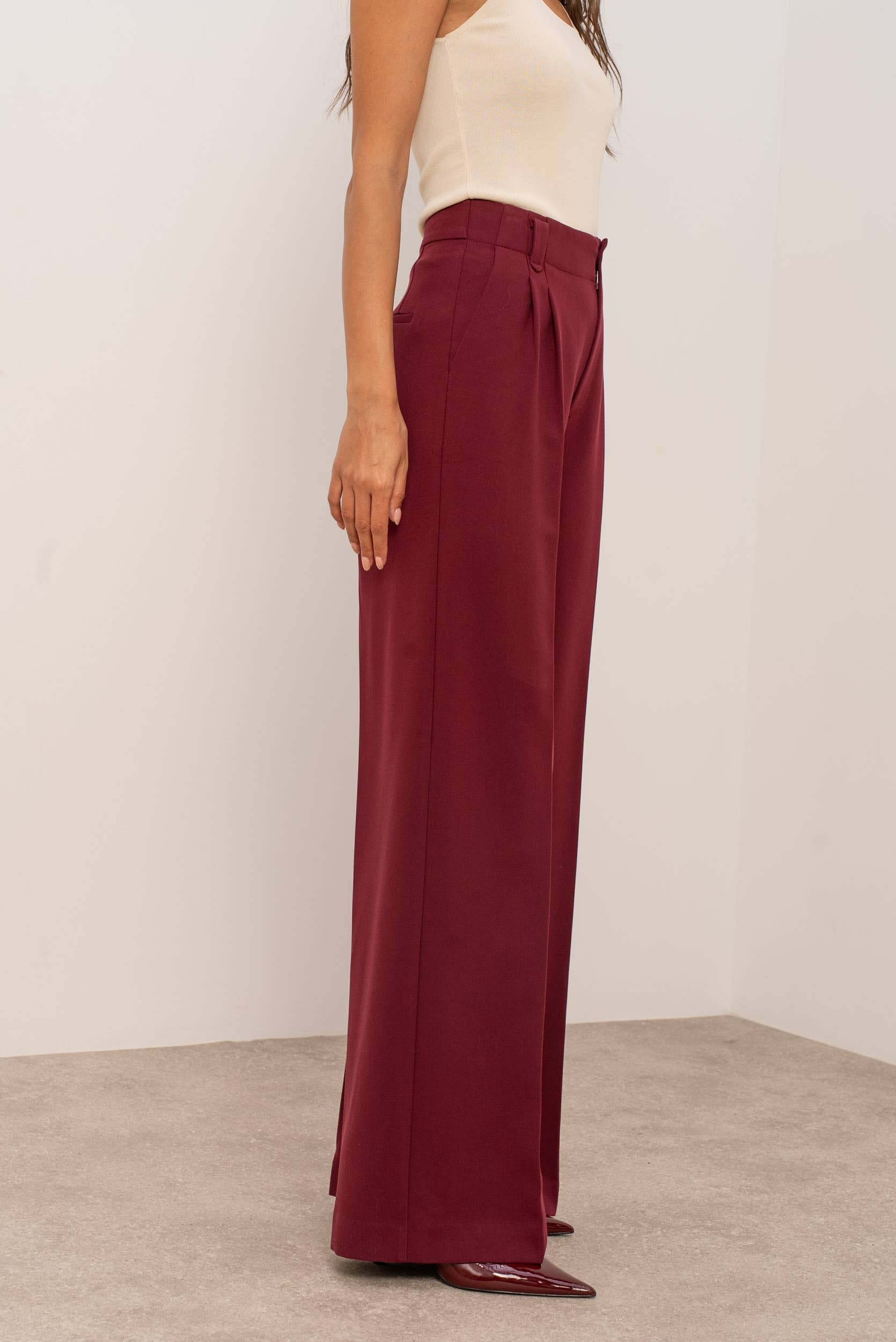 Attentif Paris - Vendita all'ingrosso Pantaloni eleganti - Donna - [Aura] Pantaloni ampi a vita alta con pinces53