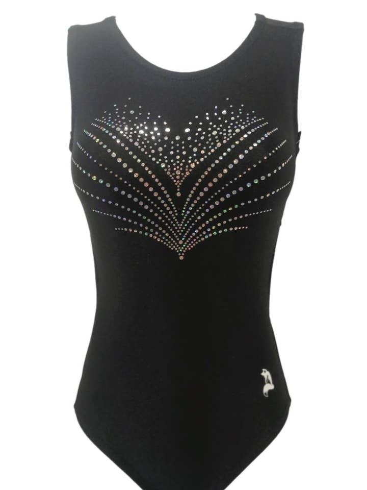 Collant de Ginástica e Dança Preto com Brilho e Strass Blitz por atacado de Foxy's Leotards