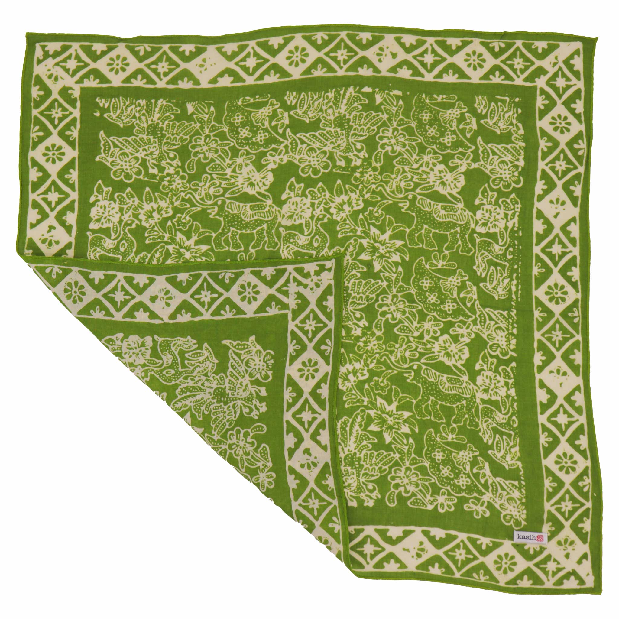 Kasih Co-op - Wholesale Bandana - Women's - Hand Dyed Batik Bandana, 100% Soft Cotton, Green Serenity2