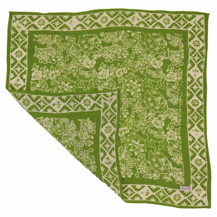 Kasih Co-op - Wholesale Bandana - Women's - Hand Dyed Batik Bandana, 100% Soft Cotton, Green Serenity2