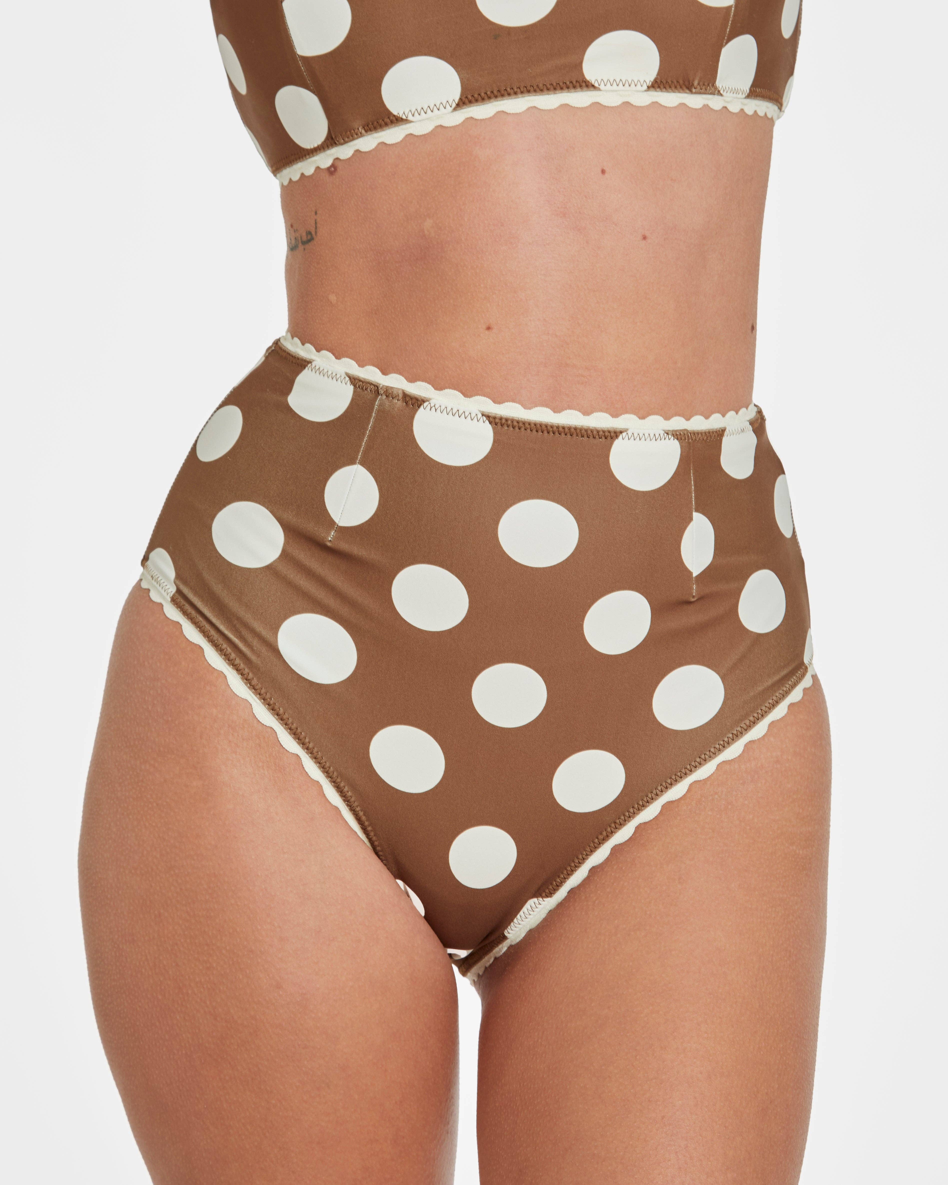 Hammies - Wholesale Two Piece Swimsuit - Women's - Polka Dot Bikini (Brown)4