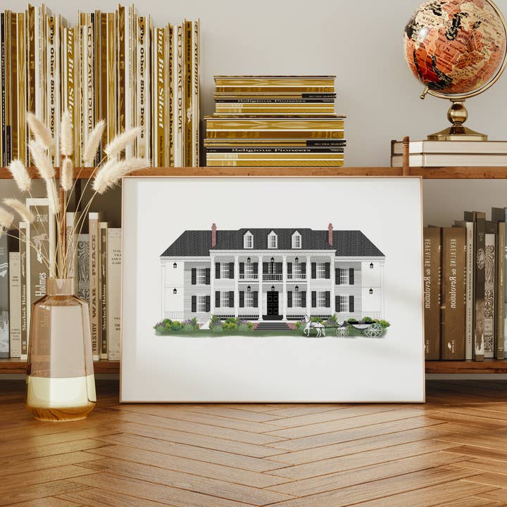 Lámina artística inspirada en la ficción - La casa de la tía Jocasta para venta al por mayor de Fox Burrow Designs