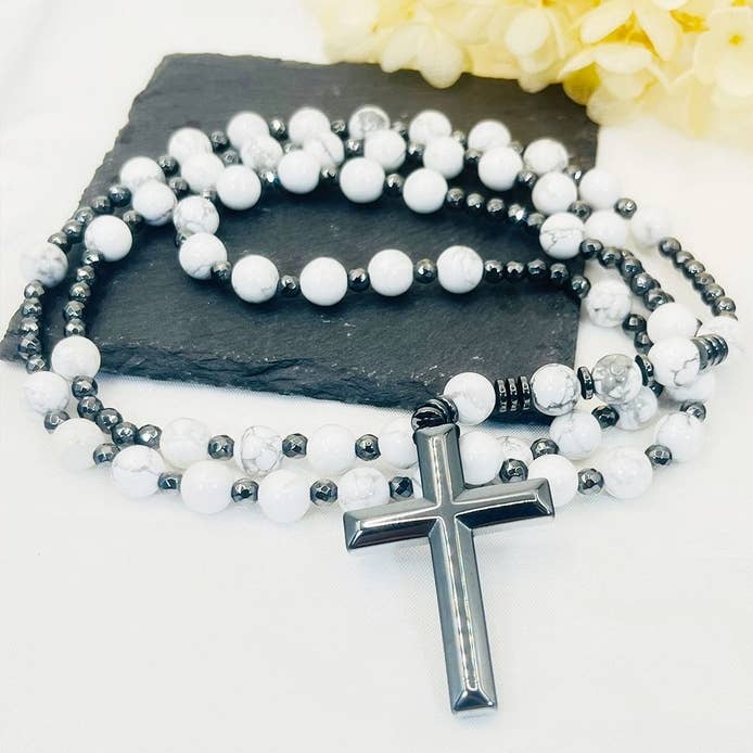 GemMeet - Wholesale Prayer Beads Necklace - Cross Catholic Stone Rosary Necklace 0