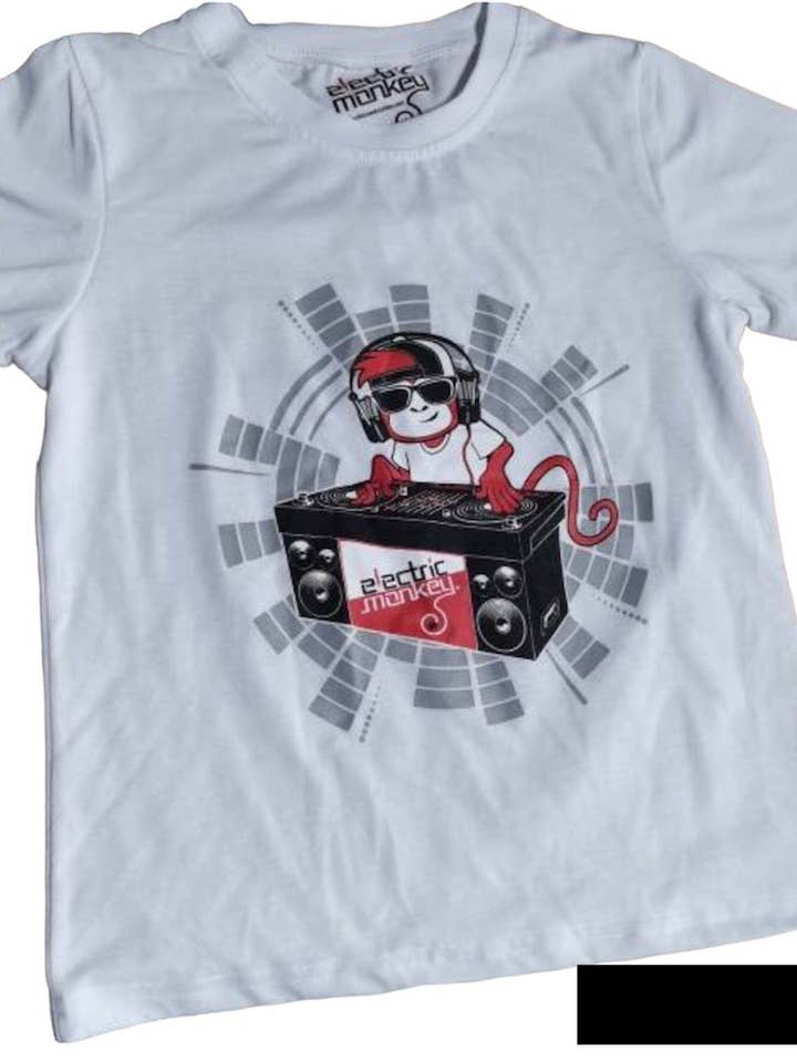 Tee-shirt enfant DJ Electric Monkey Soft - Blanc pour la vente par Electric Monkey Kids