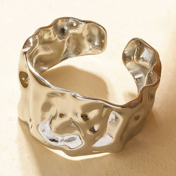 Uregelmæssig justerbar sølvring for engroshandel hos JOYA