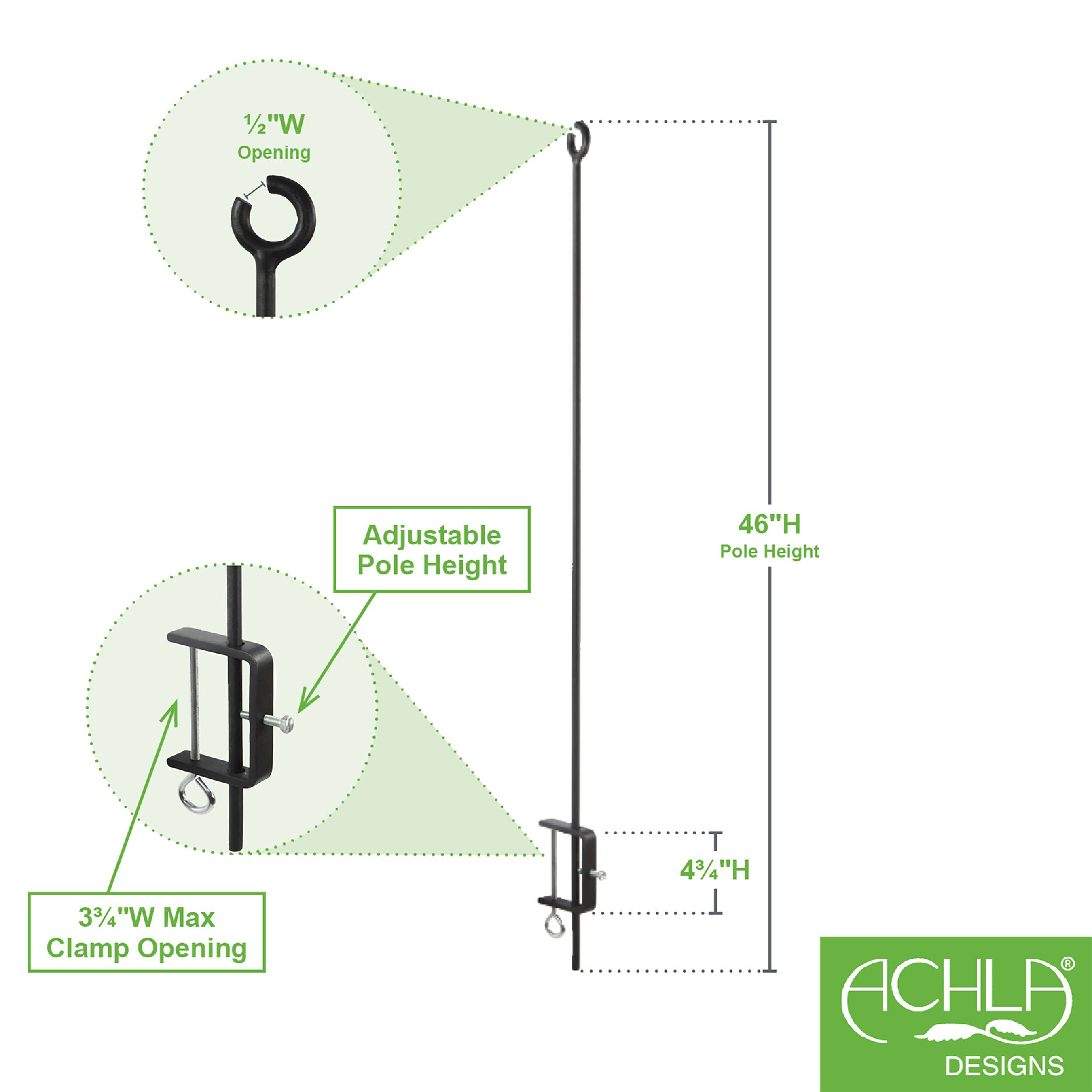 ACHLA Designs - Wholesale Outdoor/Lawn Light - O-Hook Railing Pole for String Lights, pack of 23