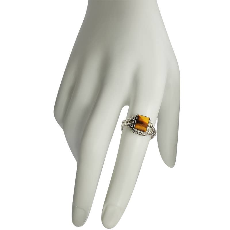Amberman - Wholesale Cocktail/Statement Ring - Tiger Eye Sterling Silver Ring2