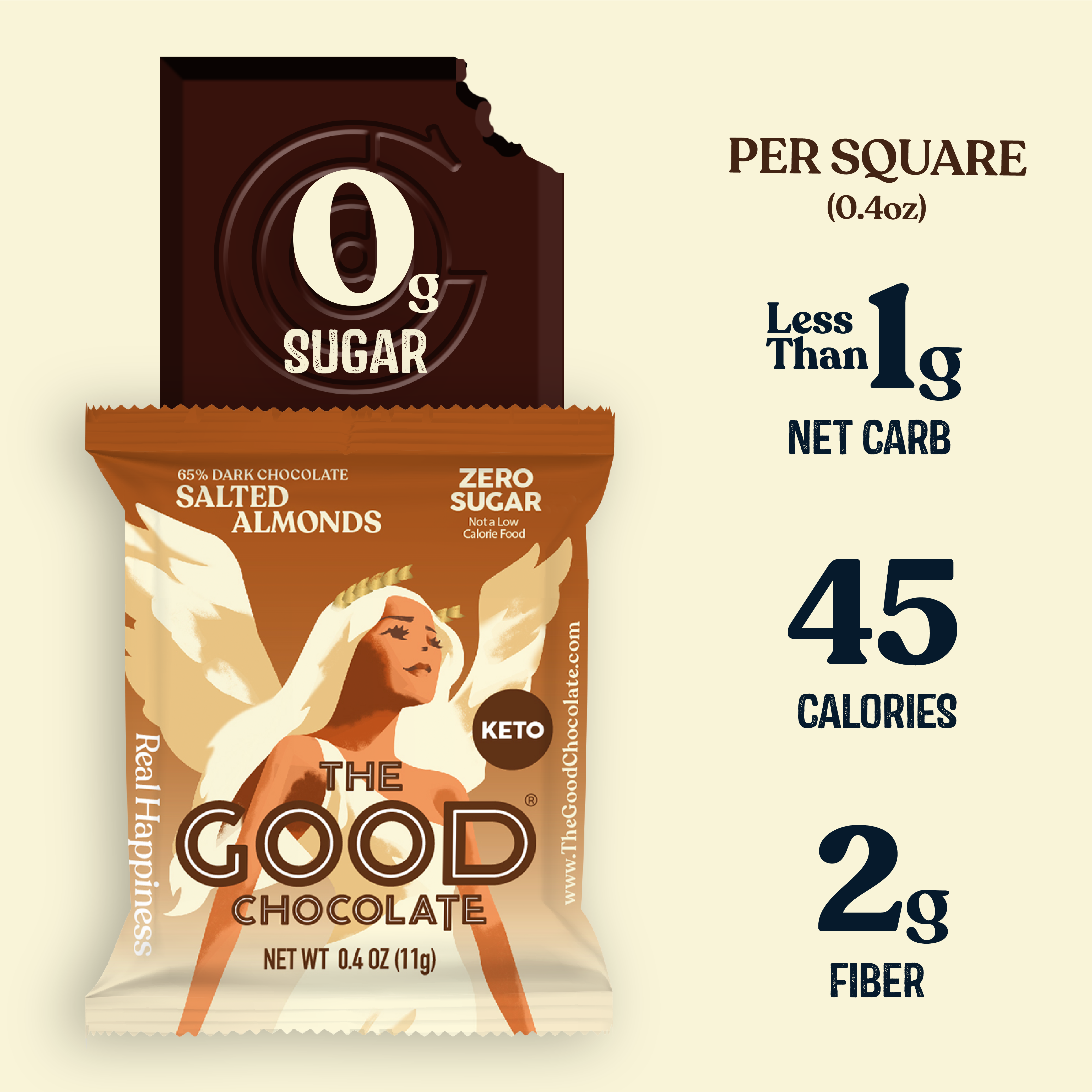 The Good Chocolate – wholesale Chokladkaka – Saltade mandlar Choklad Square/0,4 oz1