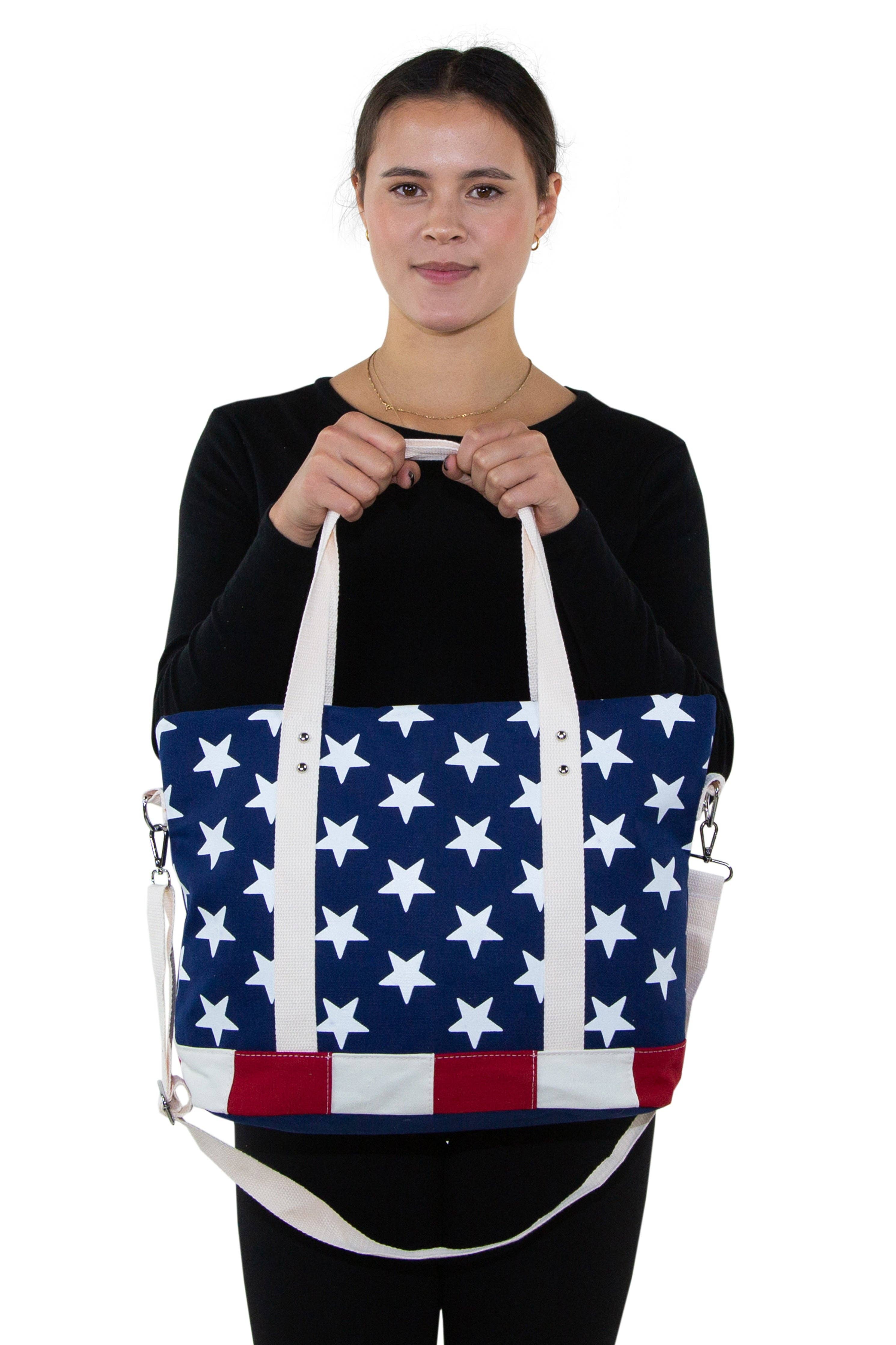 COMECO INC - Wholesale Tote Bag - Women's - Stars and Stripes USA Flag Canvas Tote Bag3