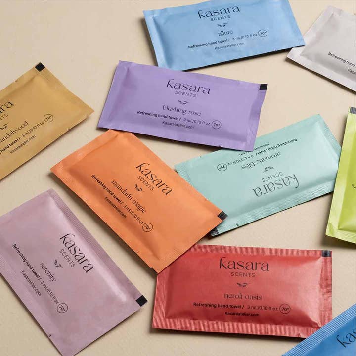 Kasara Atelier - Wholesale Face & body wipes - 60 Scented wipes mix box pink3