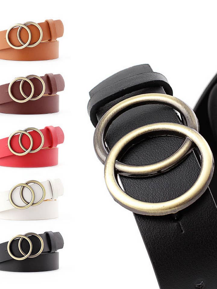 CWABE0884_SIMPLE WOMEN'S ROUND BUCKLE BELT for wholesale by NINEXIS