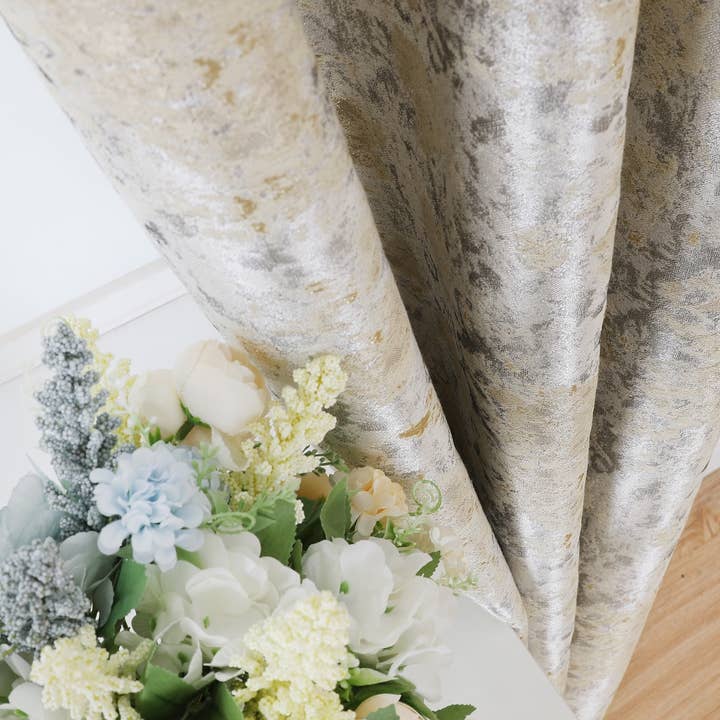 Majestic Giftware Inc - Wholesale Curtain - Majestic Giftware Silver/Beige Gold Jacquard Curtain