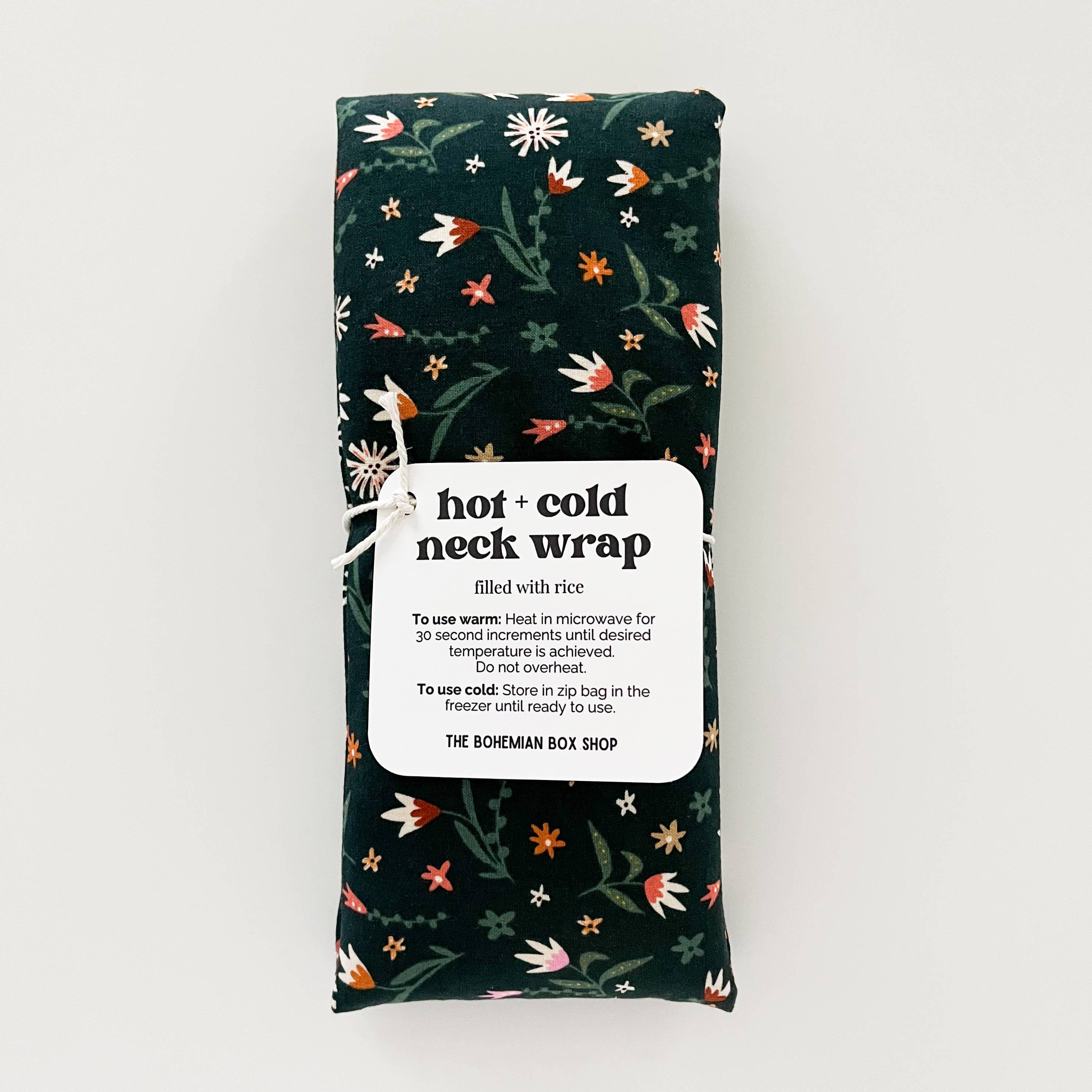 The Bohemian Box Shop - Wholesale Hot/Cold Compress - Hot & Cold Therapy Neck Wrap - Dark Green Floral1