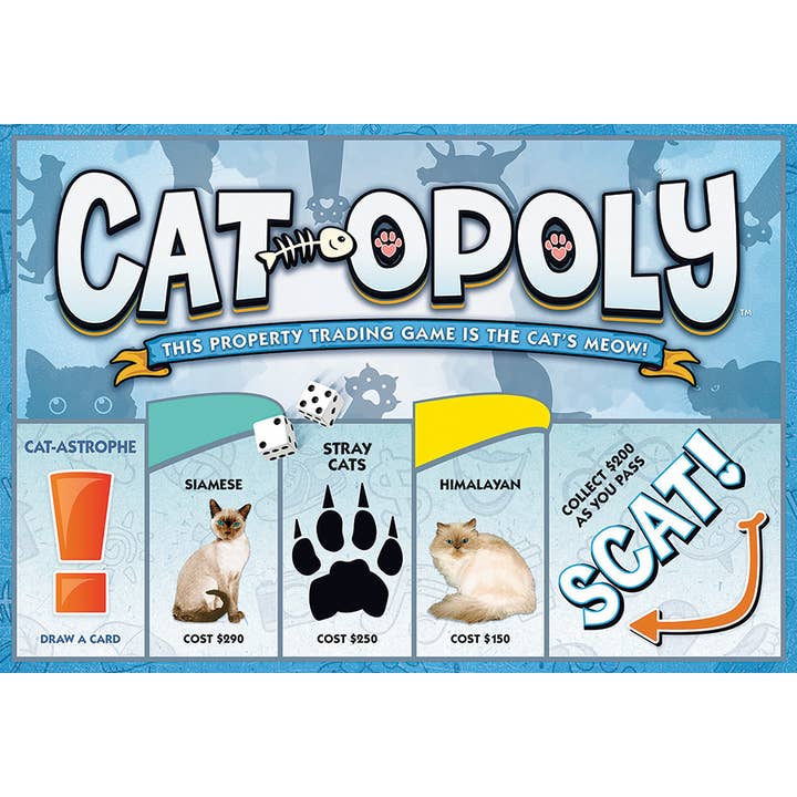 Outset Games and Cobble Hill Puzzles - Wholesale Board Game - Cat-Opoly (new design) Board Game, by Late for the Sky