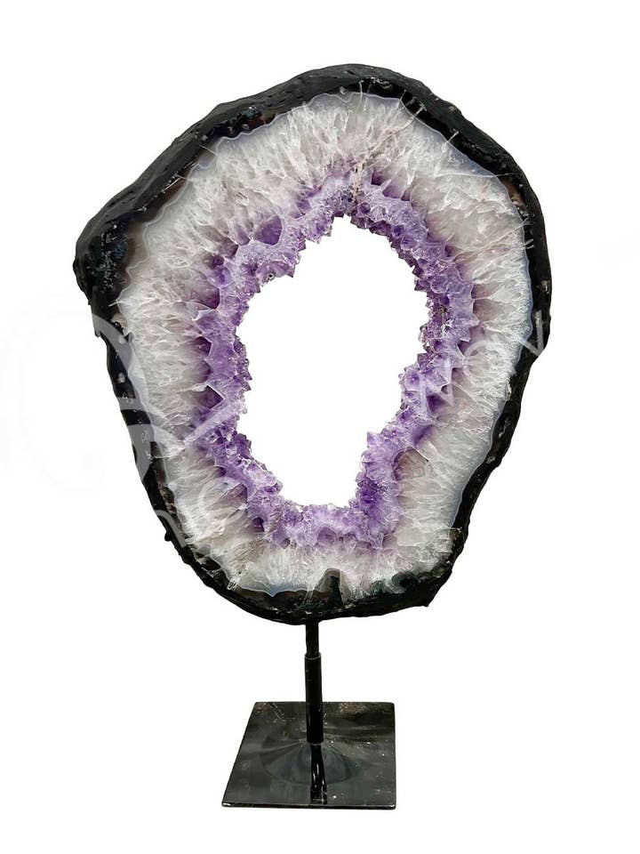 (KG)SPECIMEN - AMETHYST EX RING WITH FINE DRUSE ON METAL ST for wholesale by Oceanic Linkways Inc
