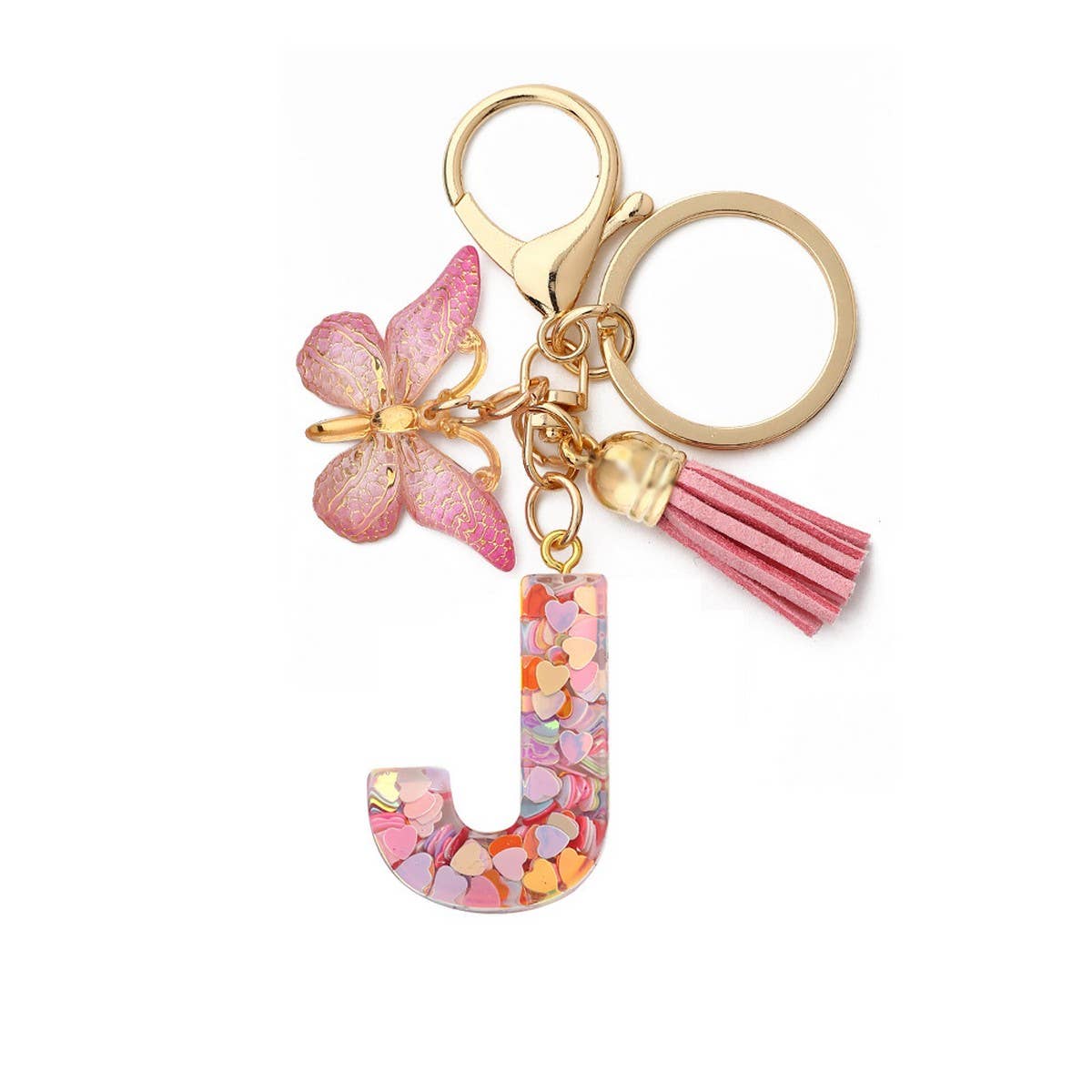 ACCITY - Wholesale Keychain - Women's - Glitter Resin Letter Butterfly Keychain_CWMM68669