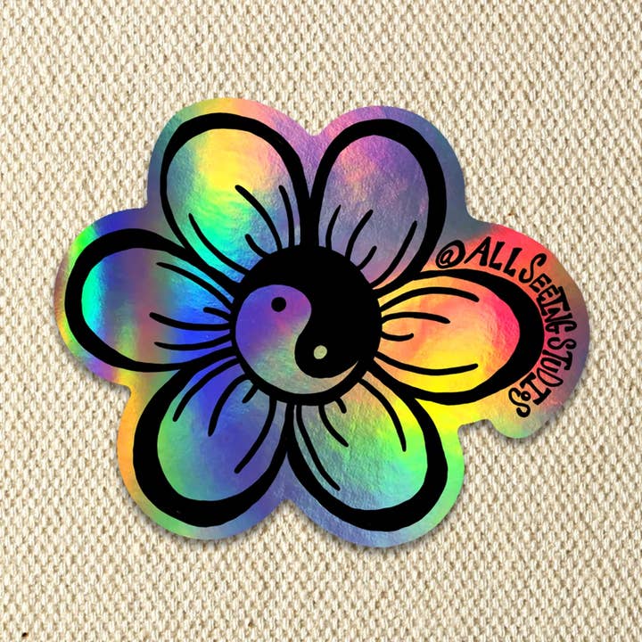 Holographic Flower Sticker for wholesale by All Seeing Studios
