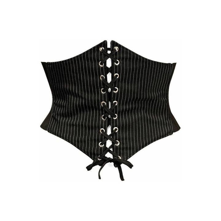 Serre-taille à fines rayures Lavish avec laçage devant pour la vente par Daisy Corsets