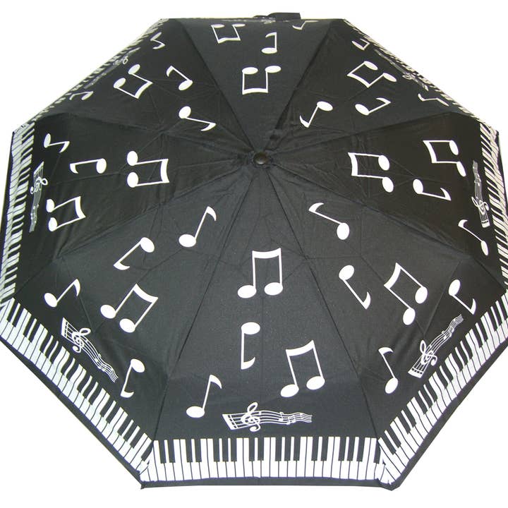 Noir Parapluie pliant Piano Notes - CMNF en vente sur Faire3