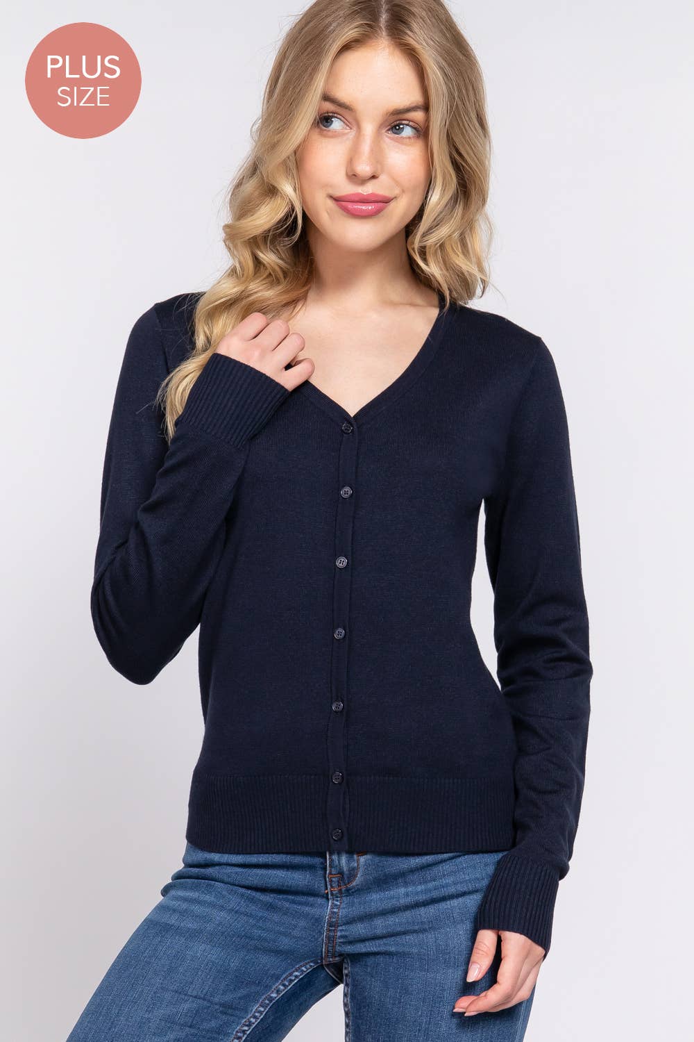 Active Basic | Active USA - Vendita all'ingrosso Cardigan - Donna - [TAGLIA FORTE] Cardigan Maglione con Scollo a V e Bottoni a Maniche Lunghe20