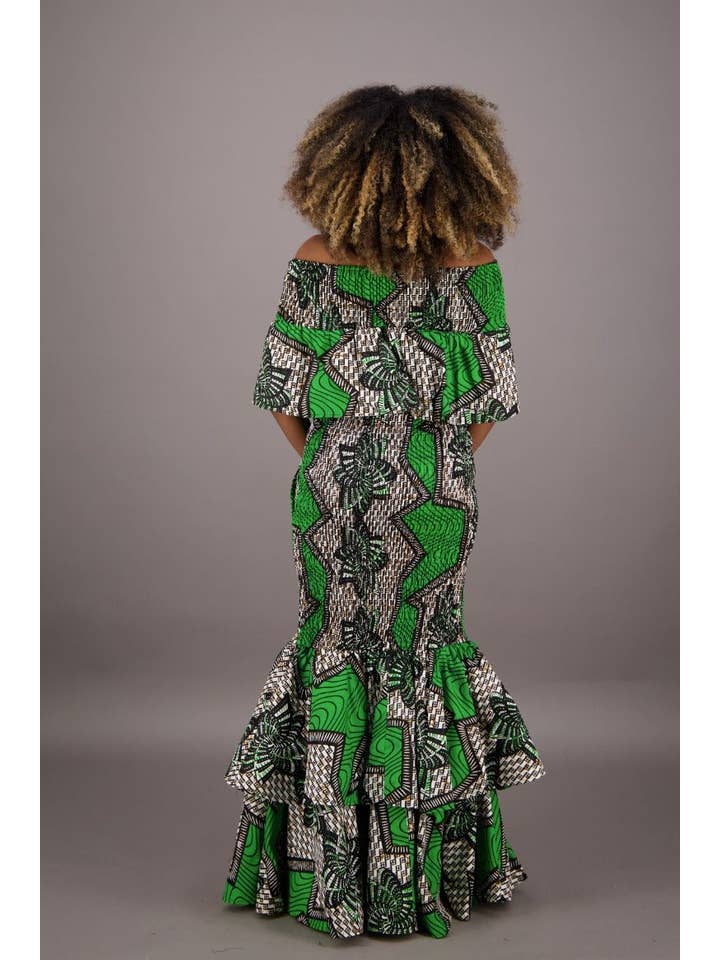 255 Afrikaanse jurk met zeemeerminmodel en print AD-2289-255 voor groothandel op Faire2